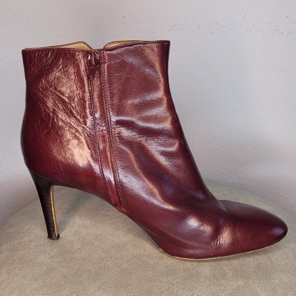 Nine West Burgundy Leather Heeled Ankle Boots – Size 12M - Picture 9 of 12